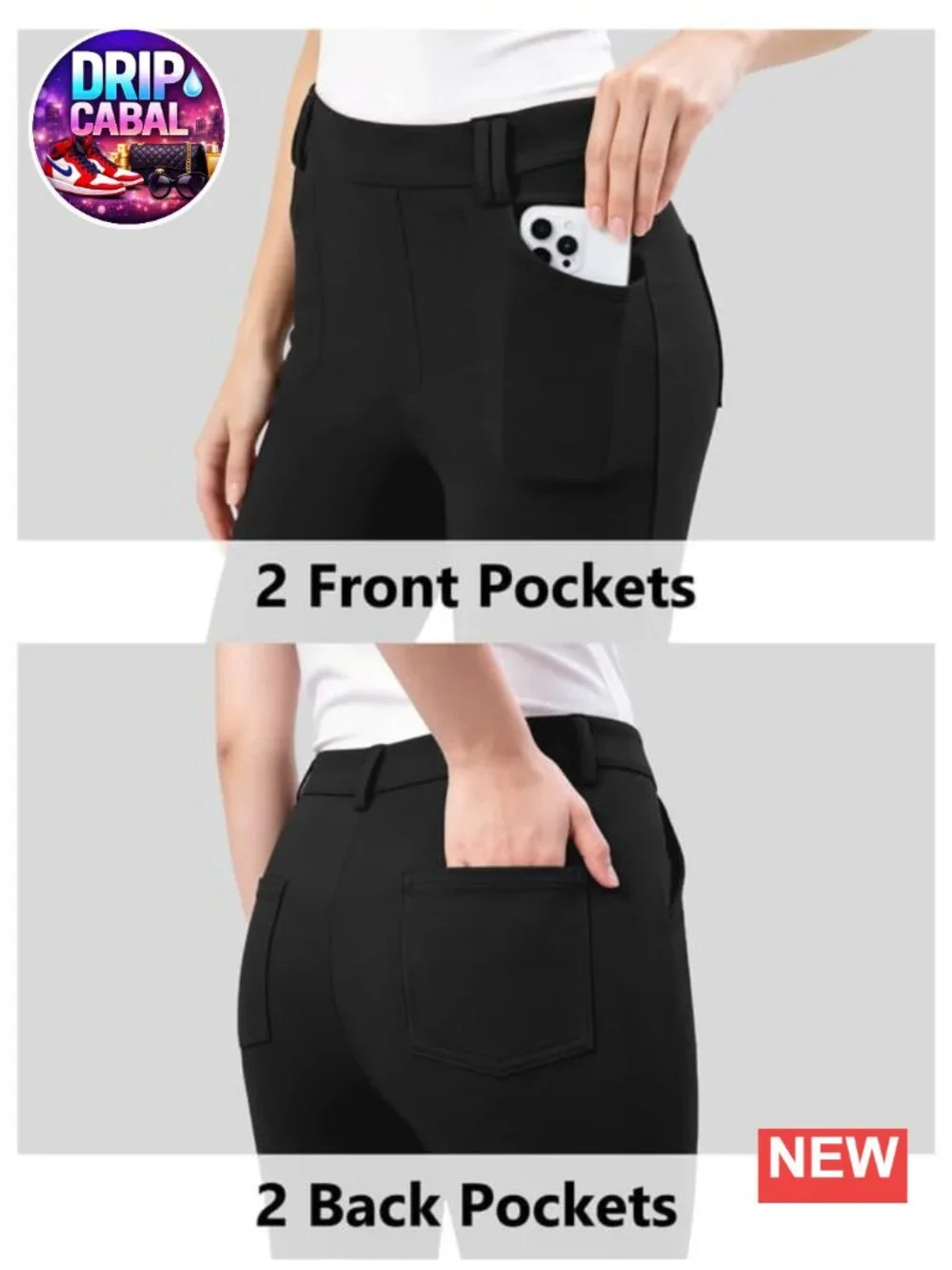 Womens Dress Pants Business Casual Work Slacks Pull On Straight Leg 4 Pockets